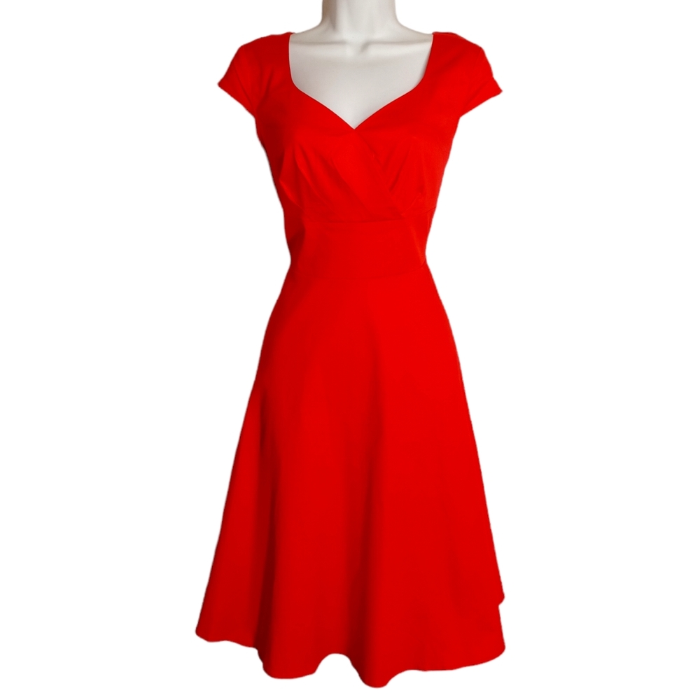 BBONLINEDRESS Retro Vibrant Red Cap Sleeve Fit & Flare A-Line Midi Dress Small